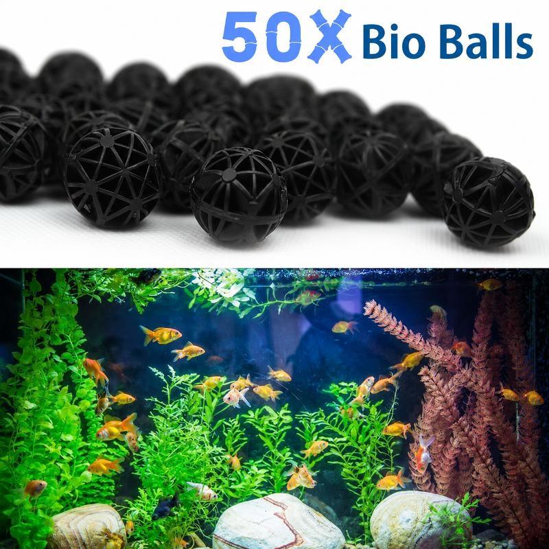 Aquarium And Marine - 50個入り 16mm アクアリウム用バイオフィルターボール 魚タンク・池用ろ過材 生化学的水質浄化フィルター マリンアクセサリーセット