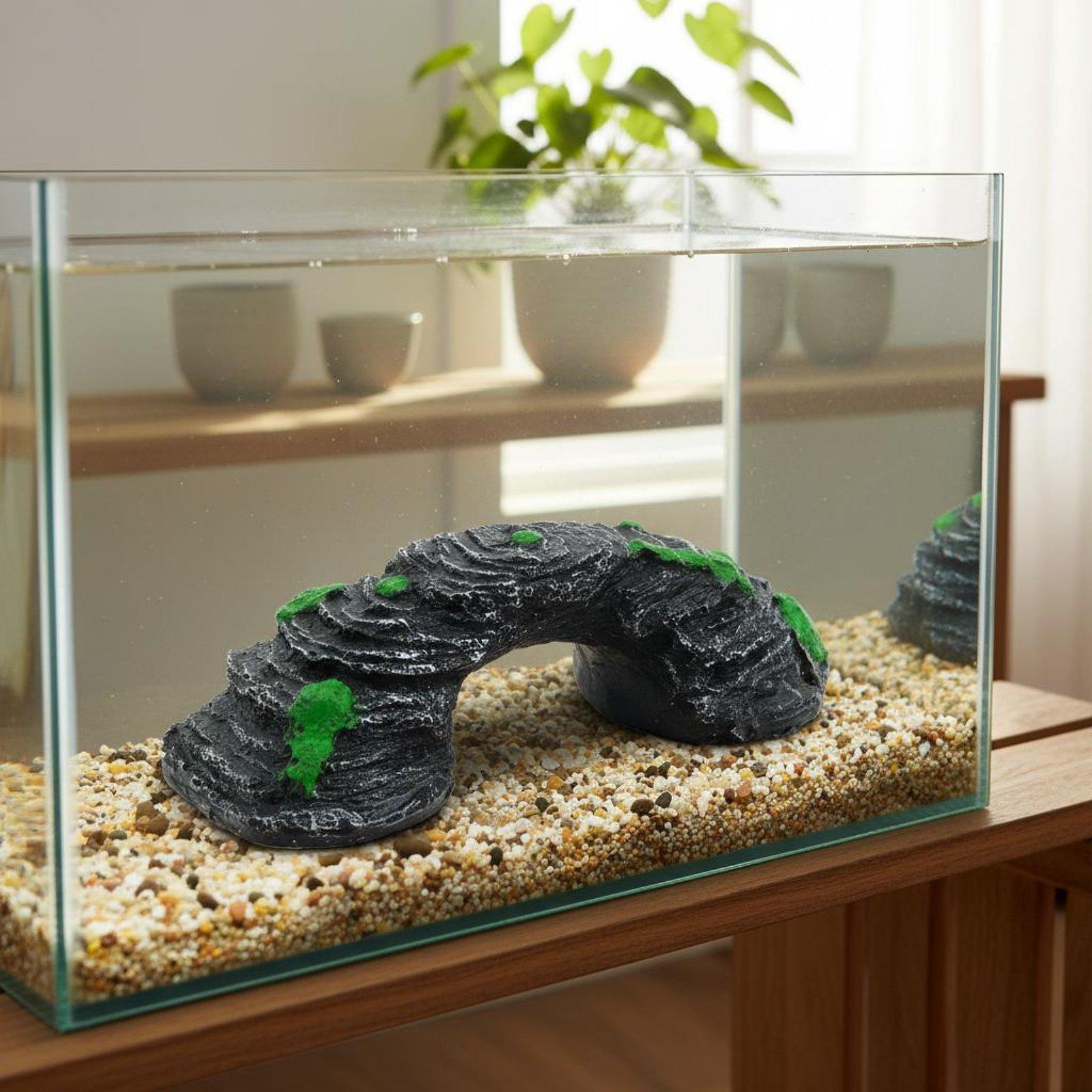 Aquarium Marine Rock - 樹脂製水槽プラットフォーム、カメ用日光浴ランプ、装飾橋、カメ水槽用人工岩