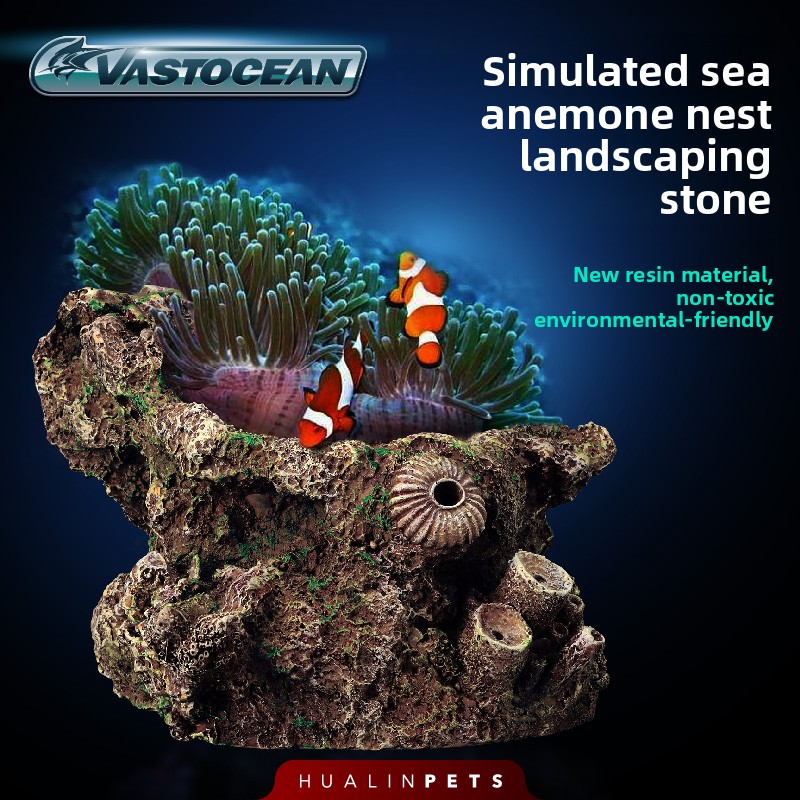 Aquarium Marine Rock - ヴァストオーシャン人工アネモネ洞窟＆リーフロック - クローフィッシュのためのリアルな隠れ家、海水水槽の装飾、サンゴの彫刻