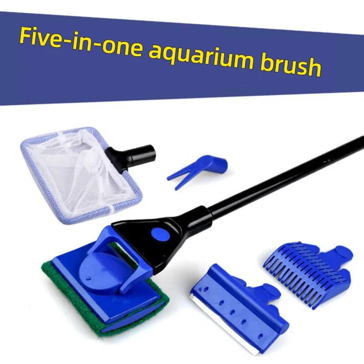 Marine Aquarium Glass Cleaner - ガラス洗浄ブラシ,魚の形をした水族館のツール,ジャガイモの形,グラスクリップ付き,長いハンドル付き,5-in-oneクリーニング