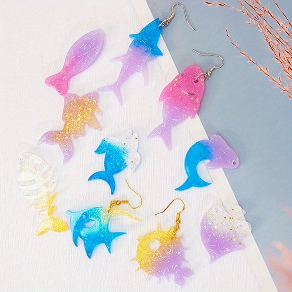 海をテーマにしたイヤリングとペンダントの型セットには、魚の尾 - Aquarium And Marine のレビューと価格