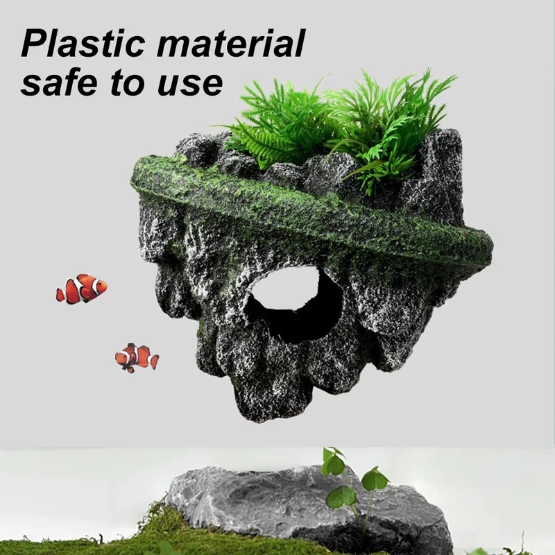 1個入り 吊り下げ式水槽石 シミュレーション植物入り洞窟飾り - Aquarium Marine Rock のレビューと価格