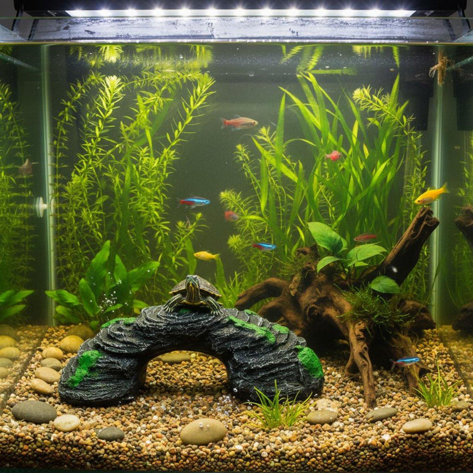樹脂製水槽プラットフォーム、カメ用日光浴ランプ、装飾橋、カメ - Aquarium Marine Rock のレビューと価格