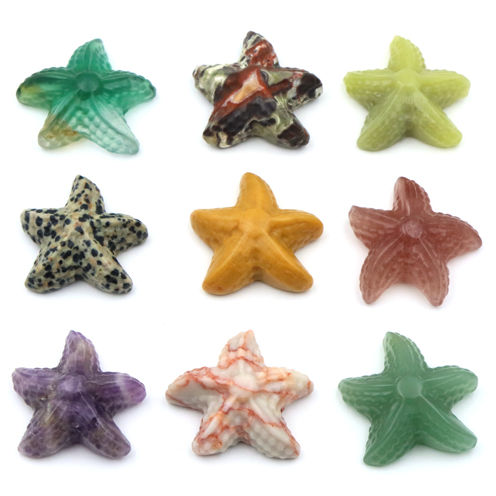 35 ミリメートルヒトデの形の像海洋動物天然石ヒーリングクリ - Aquarium And Marine のレビューと価格